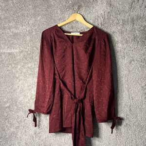 Monday Fun Shirt Womens Large 3/4 Sleeve V-Neck Red Burgundy Stitch Fix Top